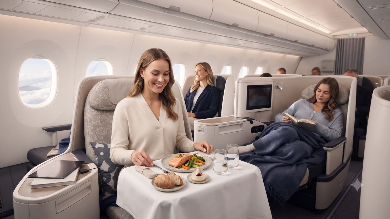 Finnair AirLounge Business Class Redefines Long-Haul Comfort with Motorless Shells and Nordic Design