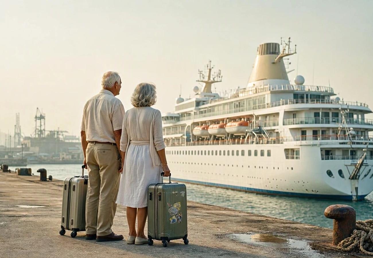 The Villa Vie Odyssey cruise ship docked in Sihanoukville, Cambodia
