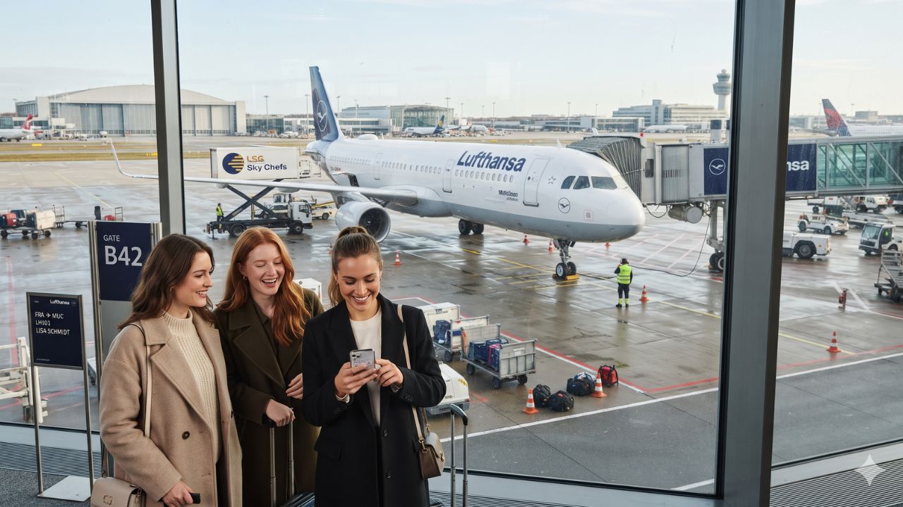 Lufthansa Group long-haul aircraft fleet at Frankfurt Airport Terminal 1 tarmac