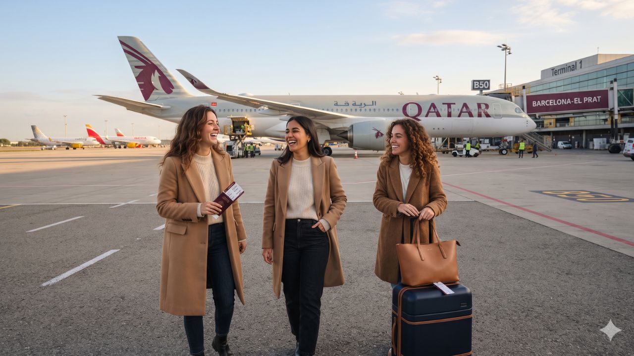 Qatar Airways Airbus A350-1000 long-haul wide-body airliner on the airport tarmac
