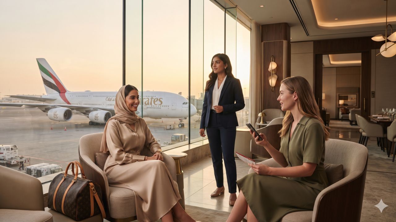 Luxury first-class passenger suite with double bed and private partition aboard an international widebody aircraft