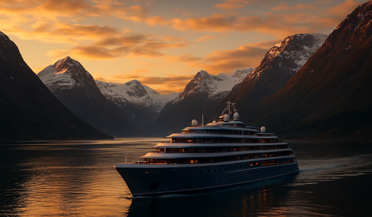 MS Midnatsol cruise ship sailing Norwegian fjords near Bergen, 2026