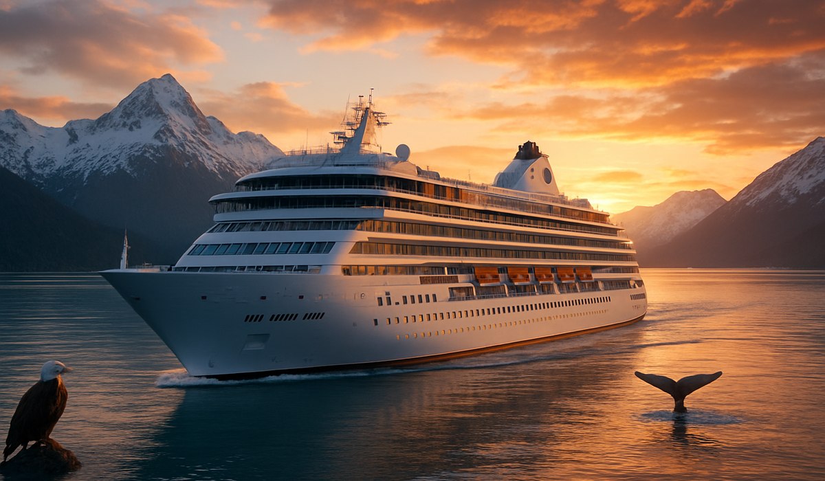 Brilliant Lady cruise ship departing Seattle for Alaska waters, 2026