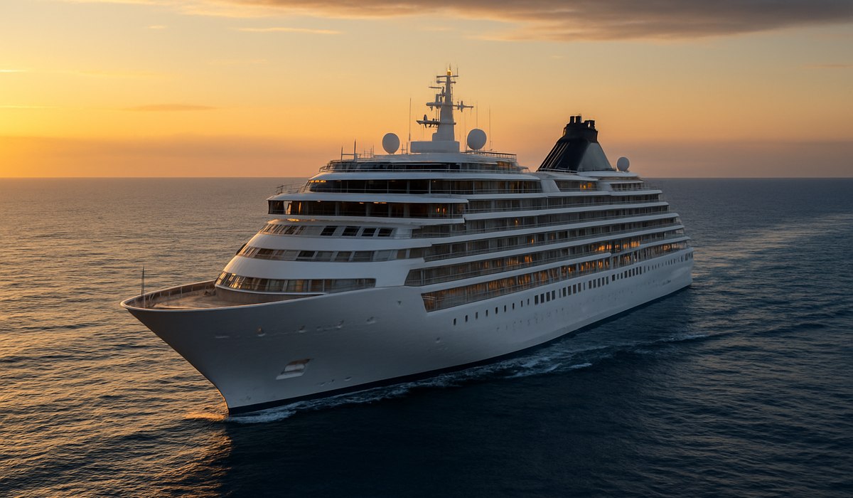 Viking Mira cruise ship docked at Fincantieri Ancona shipyard, Italy, 2026