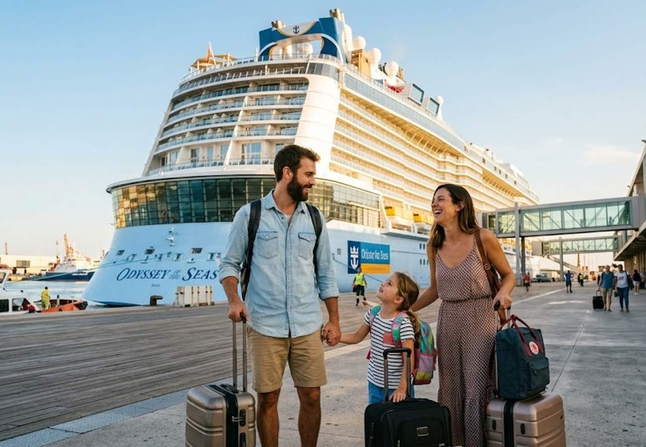 Large cruise ship undergoing technical maintenance and engineering upgrades