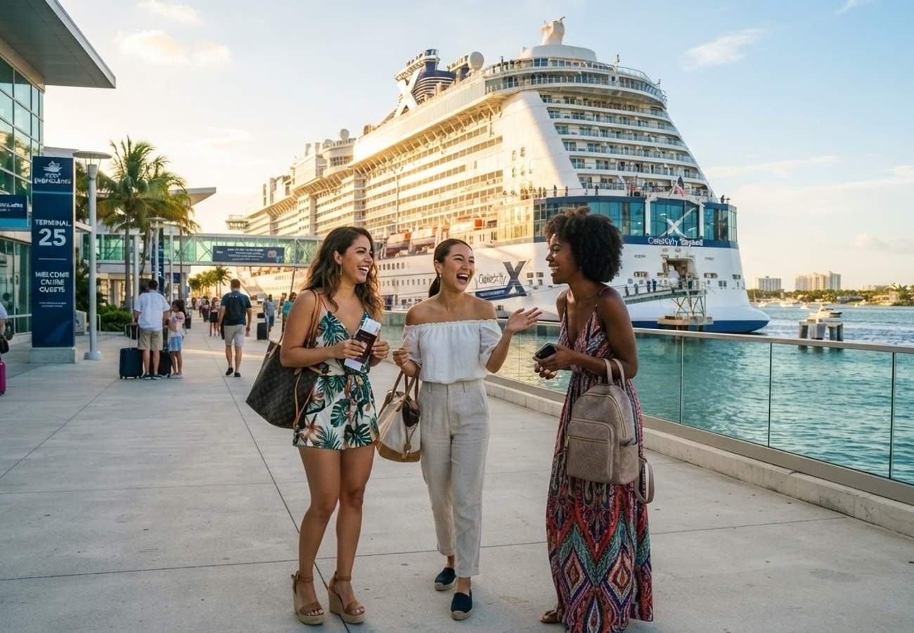 Holland America Line cruise ship docked in the Caribbean