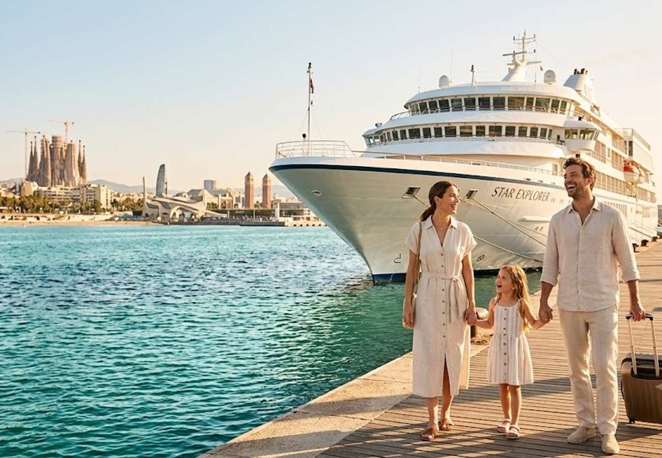 Luxury small ship cruise vessel sailing in the Mediterranean