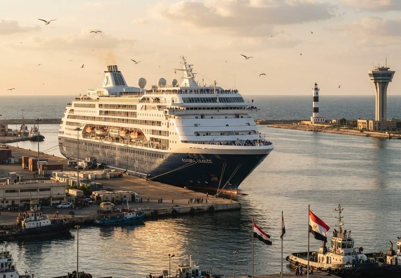 Astoria Grande cruise ship docked at Port Said Egypt