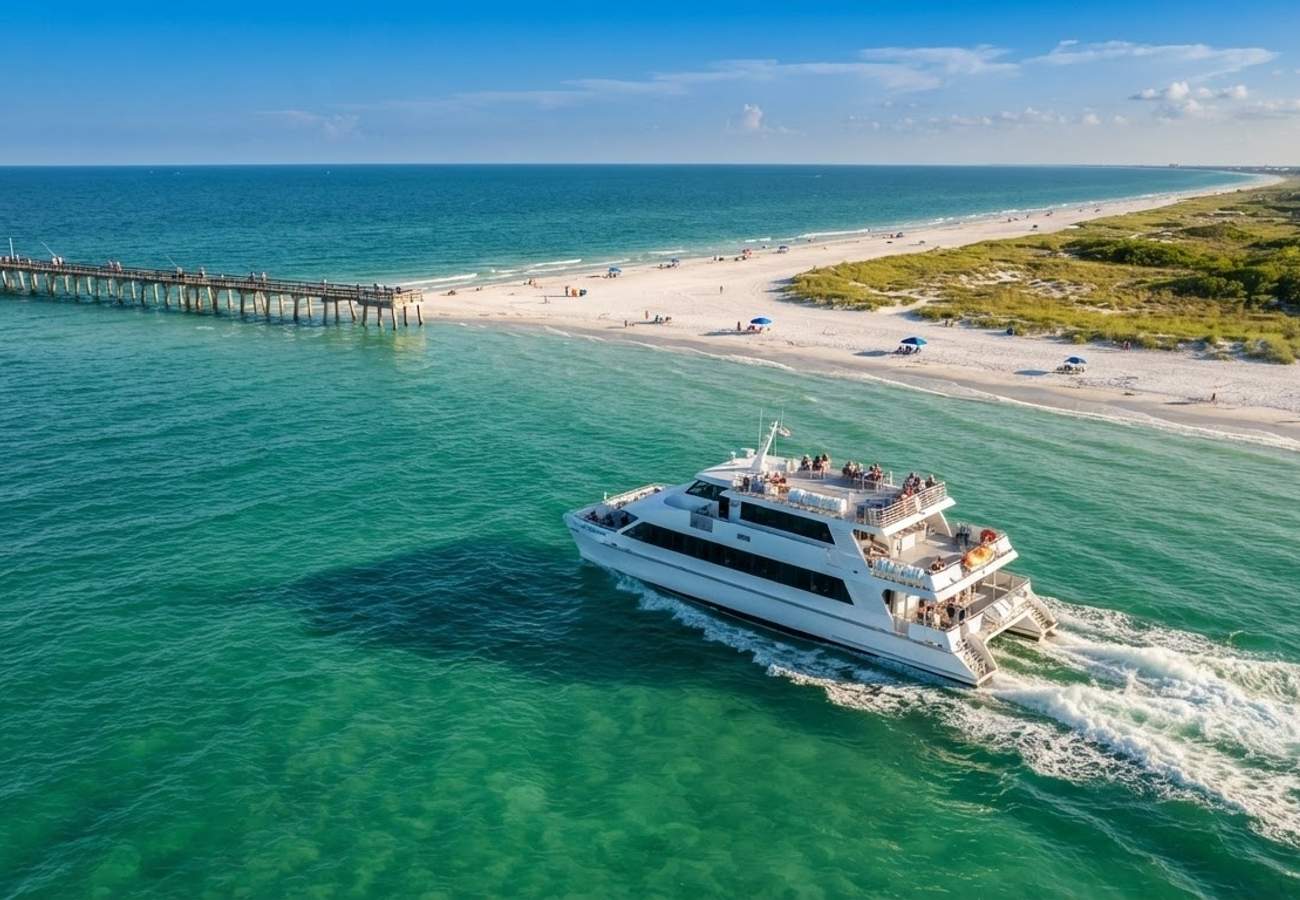 Gulf Islands Ferry vessel navigating the Florida coast near Anna Maria Island