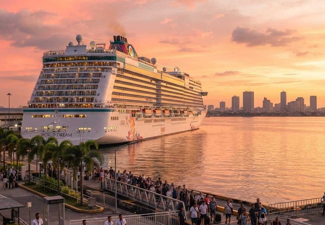 Cruise ship docked at a Philippine port terminal