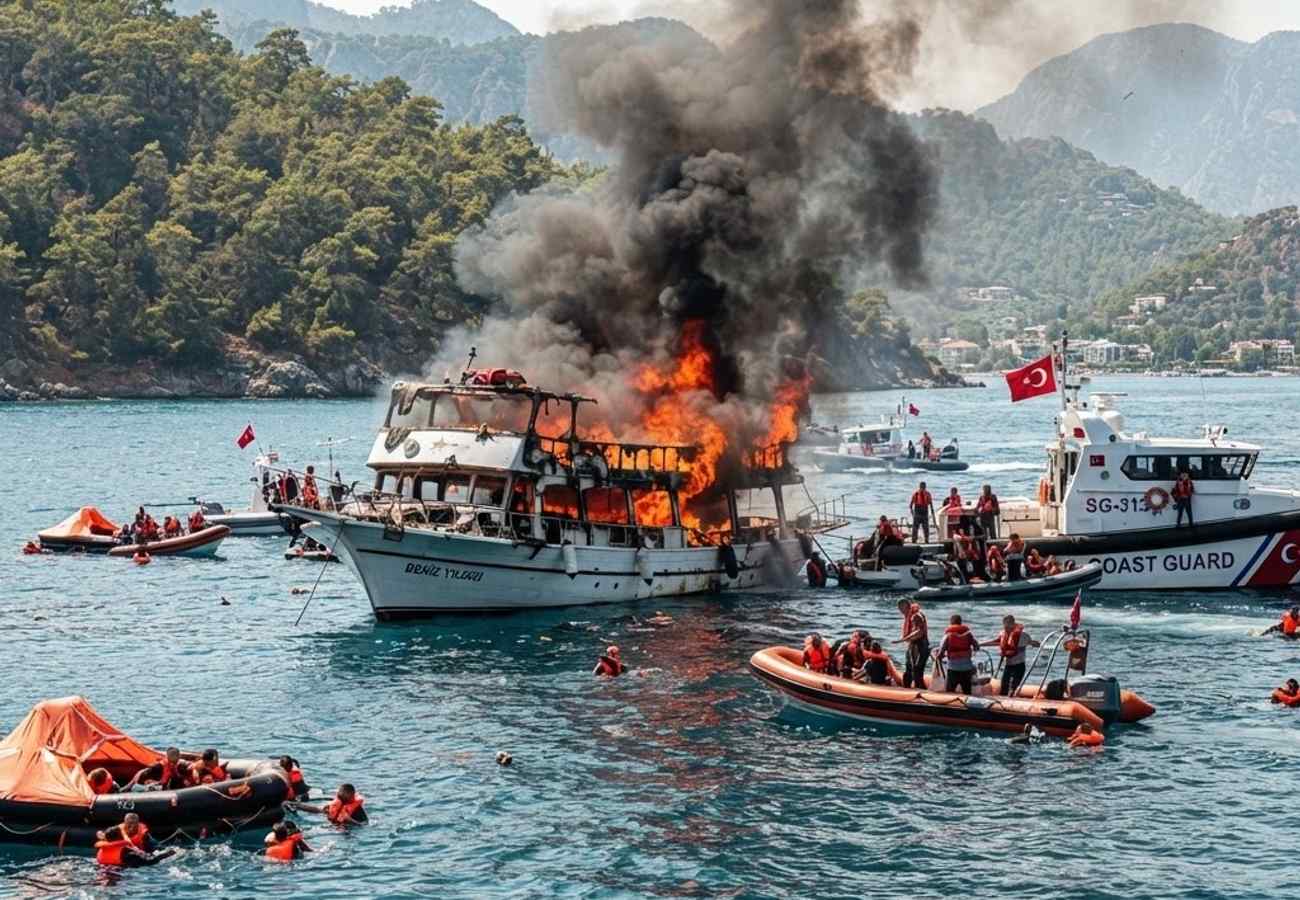 Emergency rescue operation near Fethiye coast Turkey