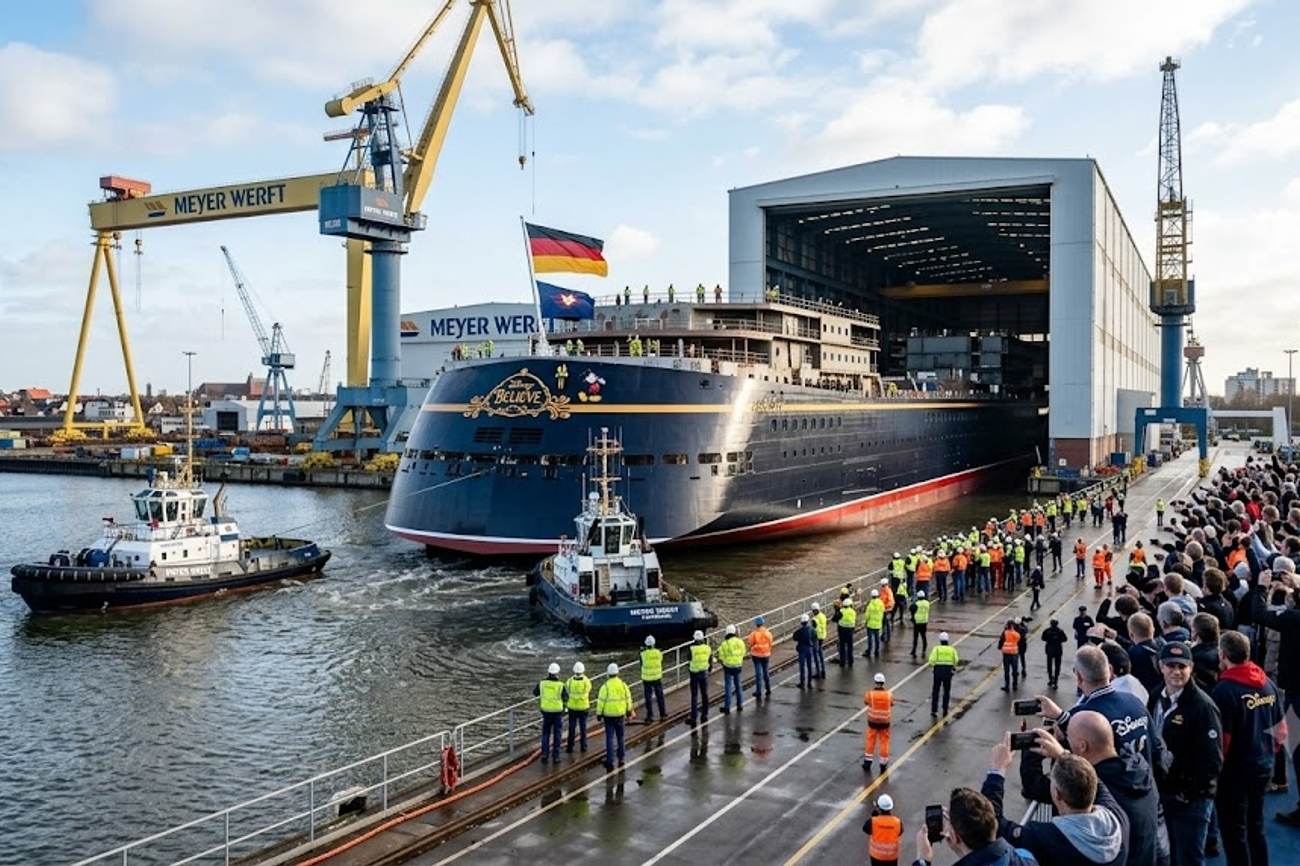 Disney Believe Turns Real as 31,000-Ton Gigablock Floats Out Ahead of Major 2027 Cruise Debut