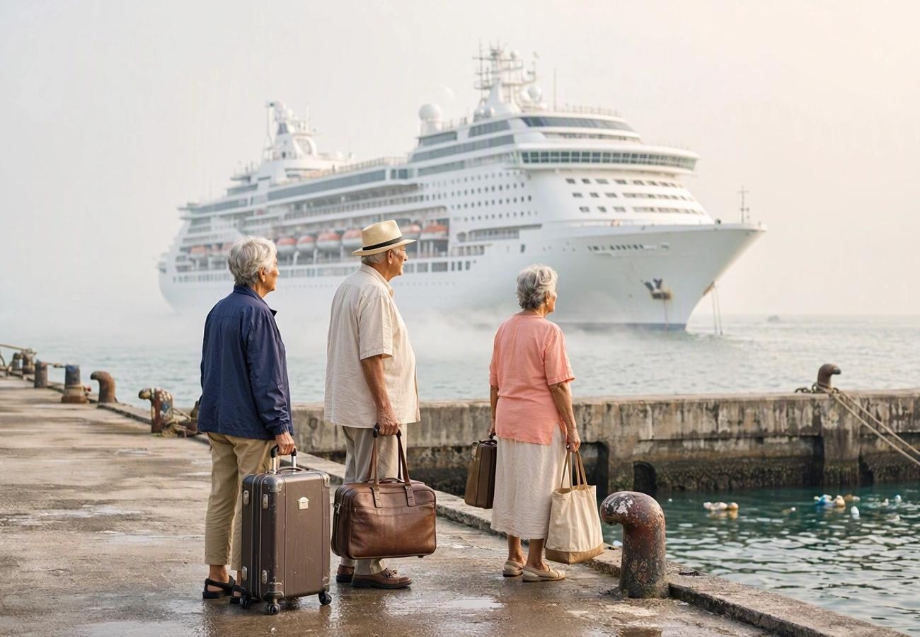 The Villa Vie Odyssey cruise ship docked in Sihanoukville port