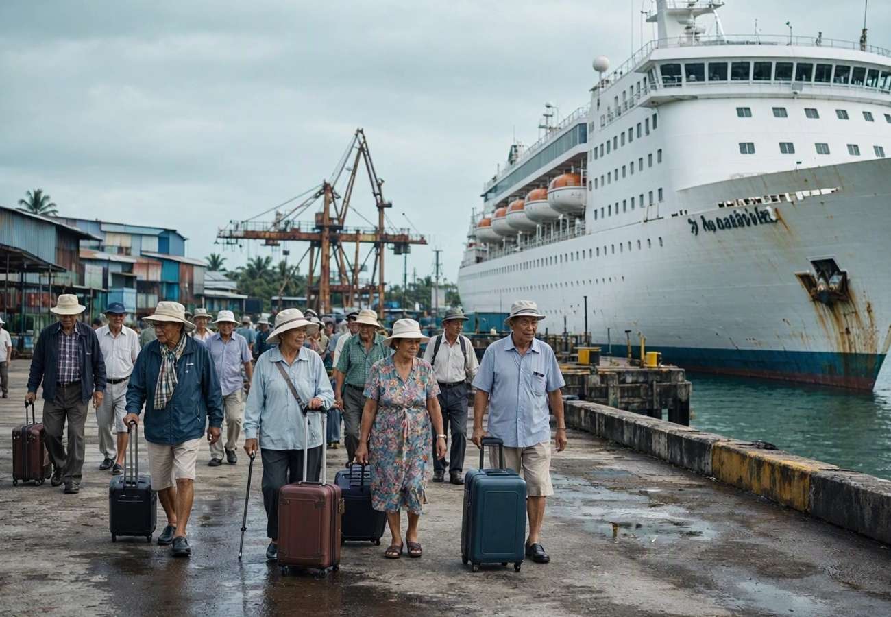 The MV Odyssey cruise ship docked in Sihanoukville, Cambodia