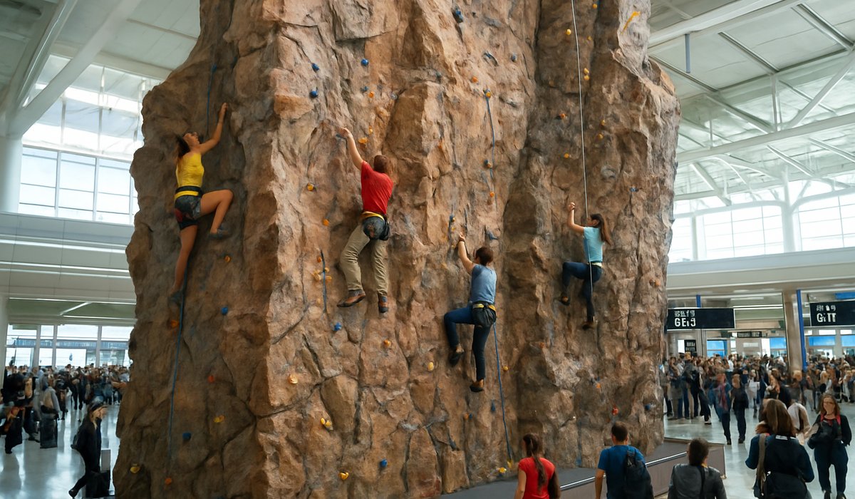 Denver International Airport Unveils Epic Indoor Climbing Wall to Revolutionize the Traveler Layover