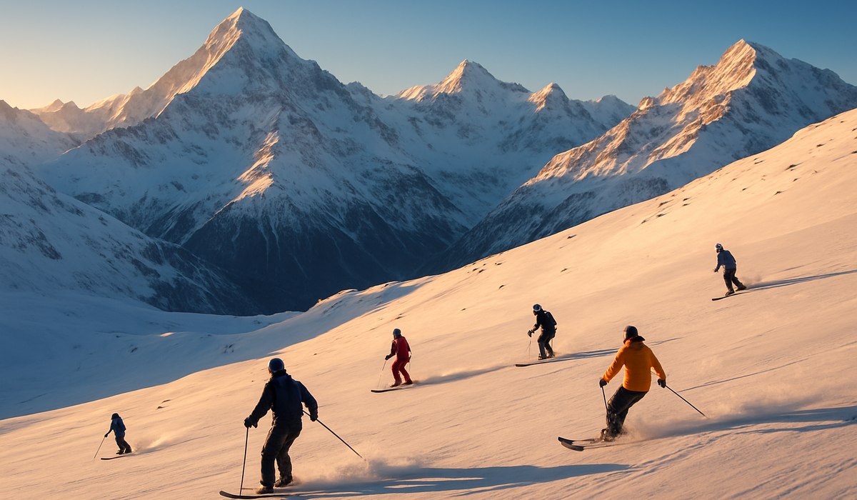 Trainees practice skiing techniques at Panga Teng Tso Lake, Tawang, Arunachal Pradesh, 2026