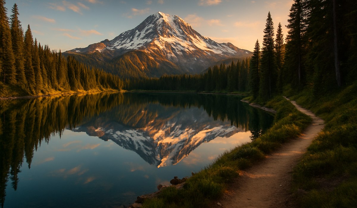Volcanic crater lake in Washington situated between Portland and Mount Rainier National Park, 2026