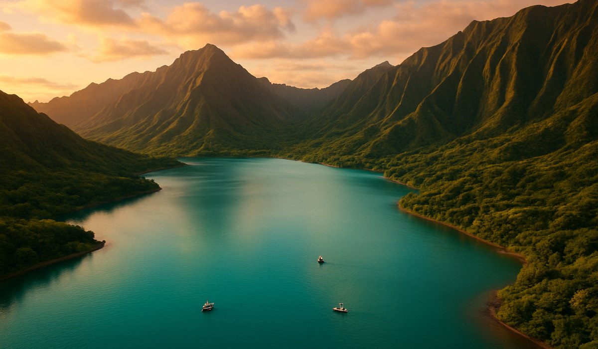 Wailoa Reservoir in Hawaii with dramatic mountain backdrop and water activities, 2026