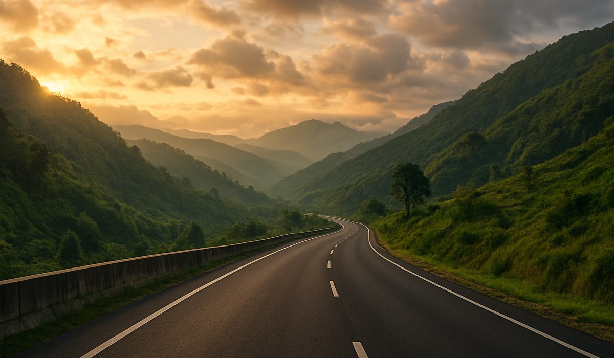 Meghalaya highway infrastructure project site, northeast India, 2026