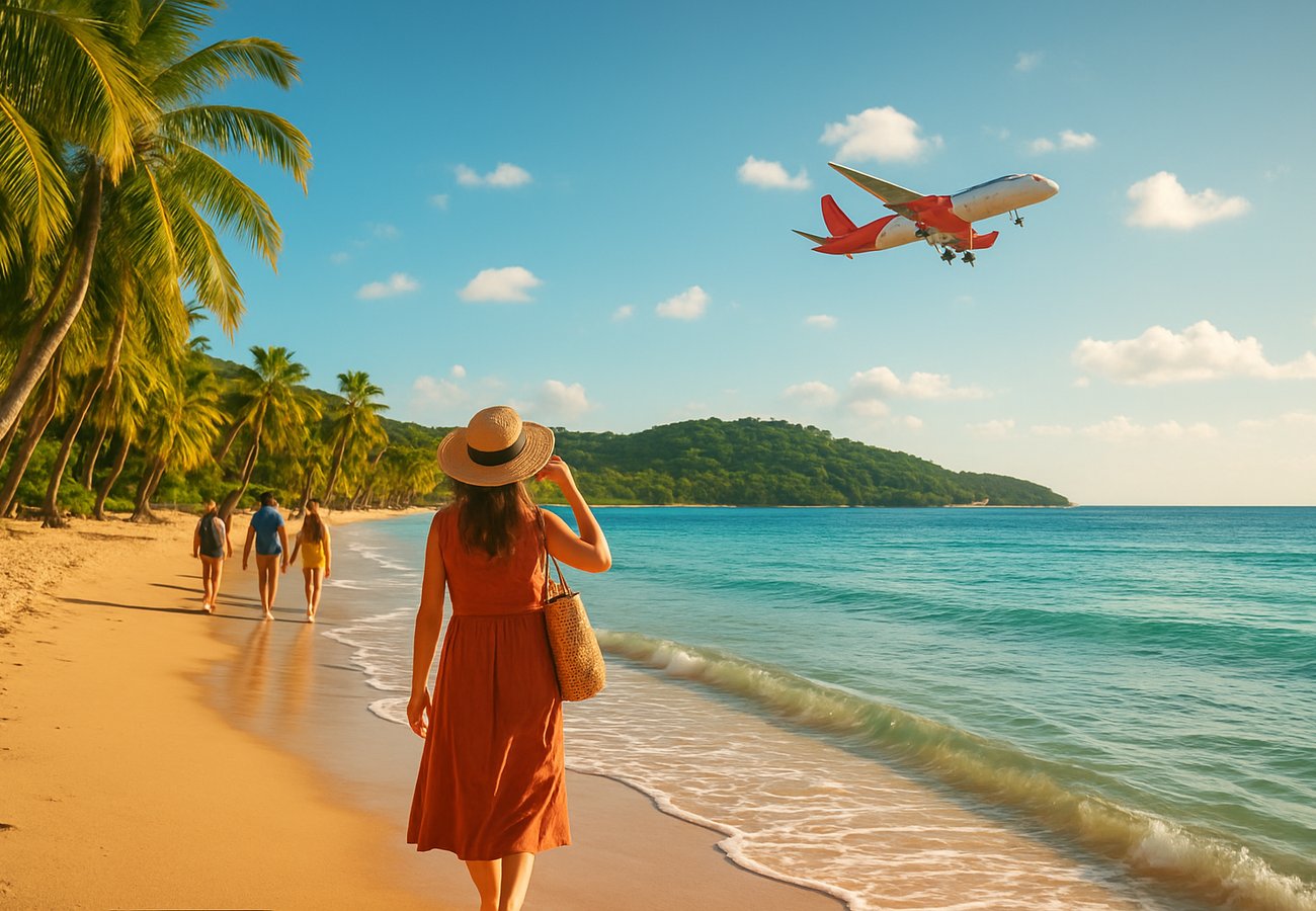 Aerial view of Phu Quoc Island's pristine beaches and resort development