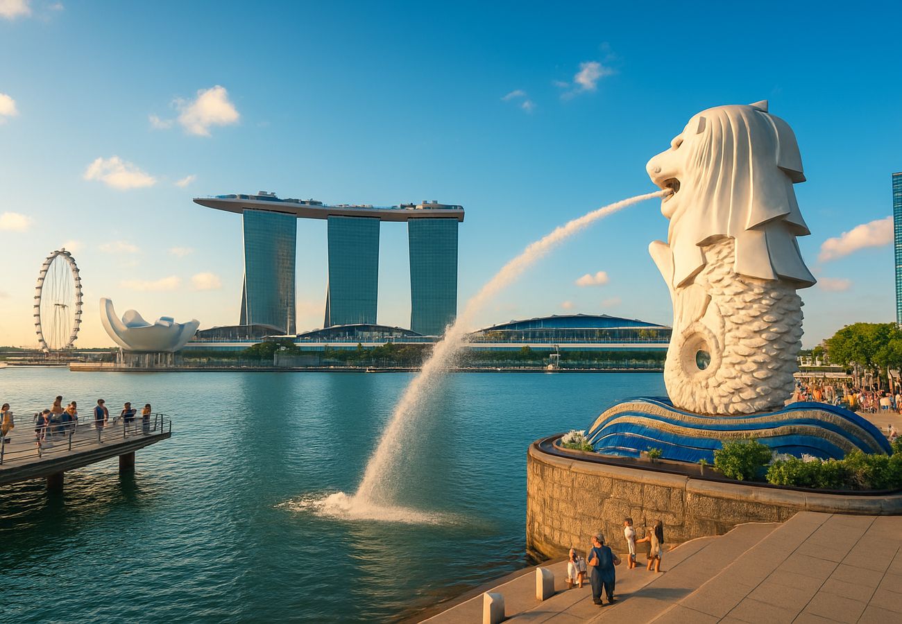 Singapore skyline featuring Marina Bay Sands and modern tourism infrastructure
