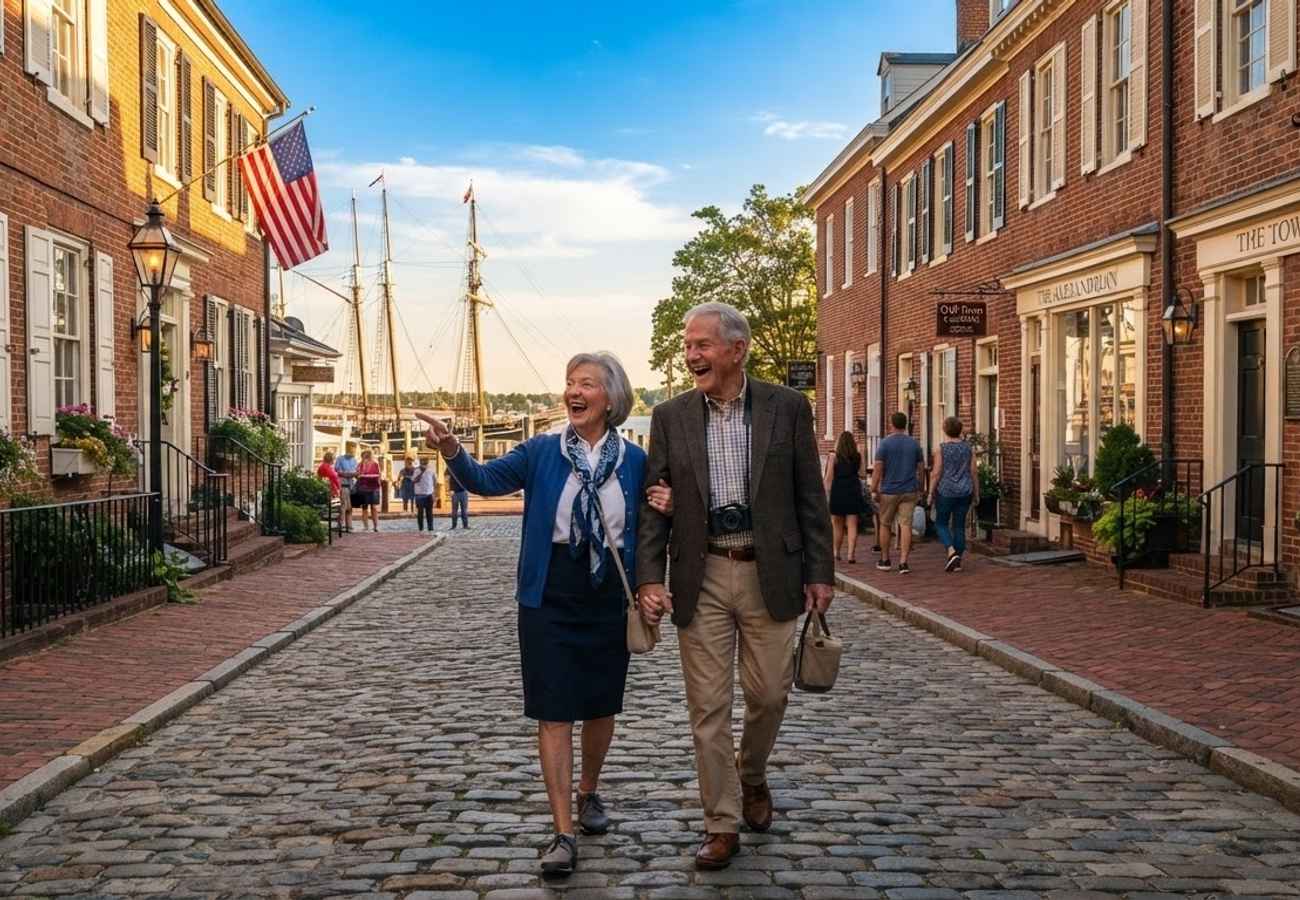 Historic waterfront view of Alexandria Virginia