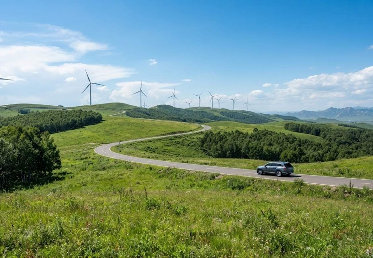 Panoramic view of the Bashang Plateau grasslands and scenic highways