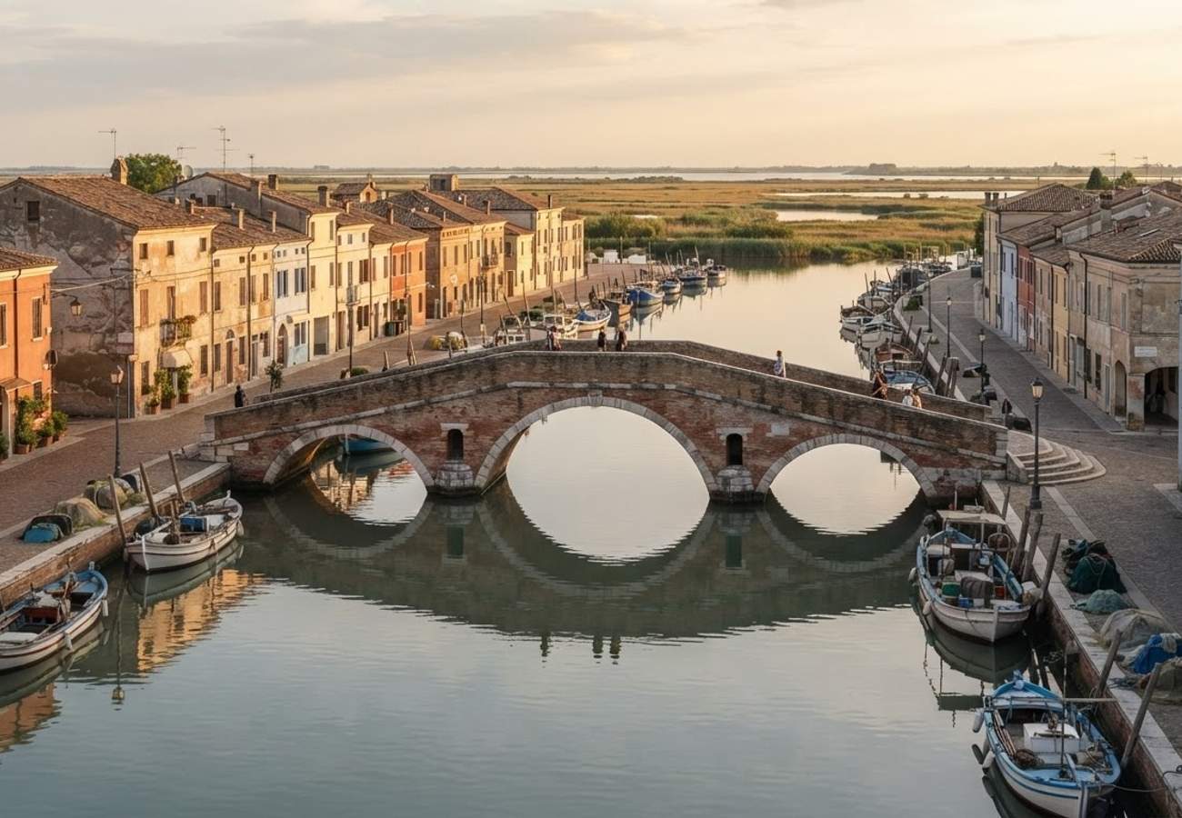 Canals and historic bridges of Comacchio in the Emilia-Romagna region