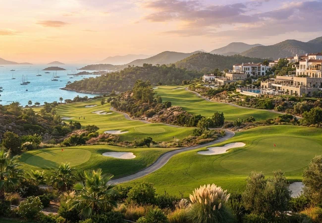 Aerial view of a championship golf course in Dalaman Turkey
