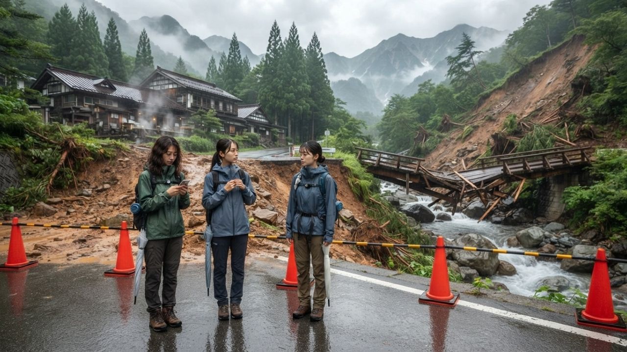 Japan's Nagano Landslide Traps Tourists at Nakabusa Onsen