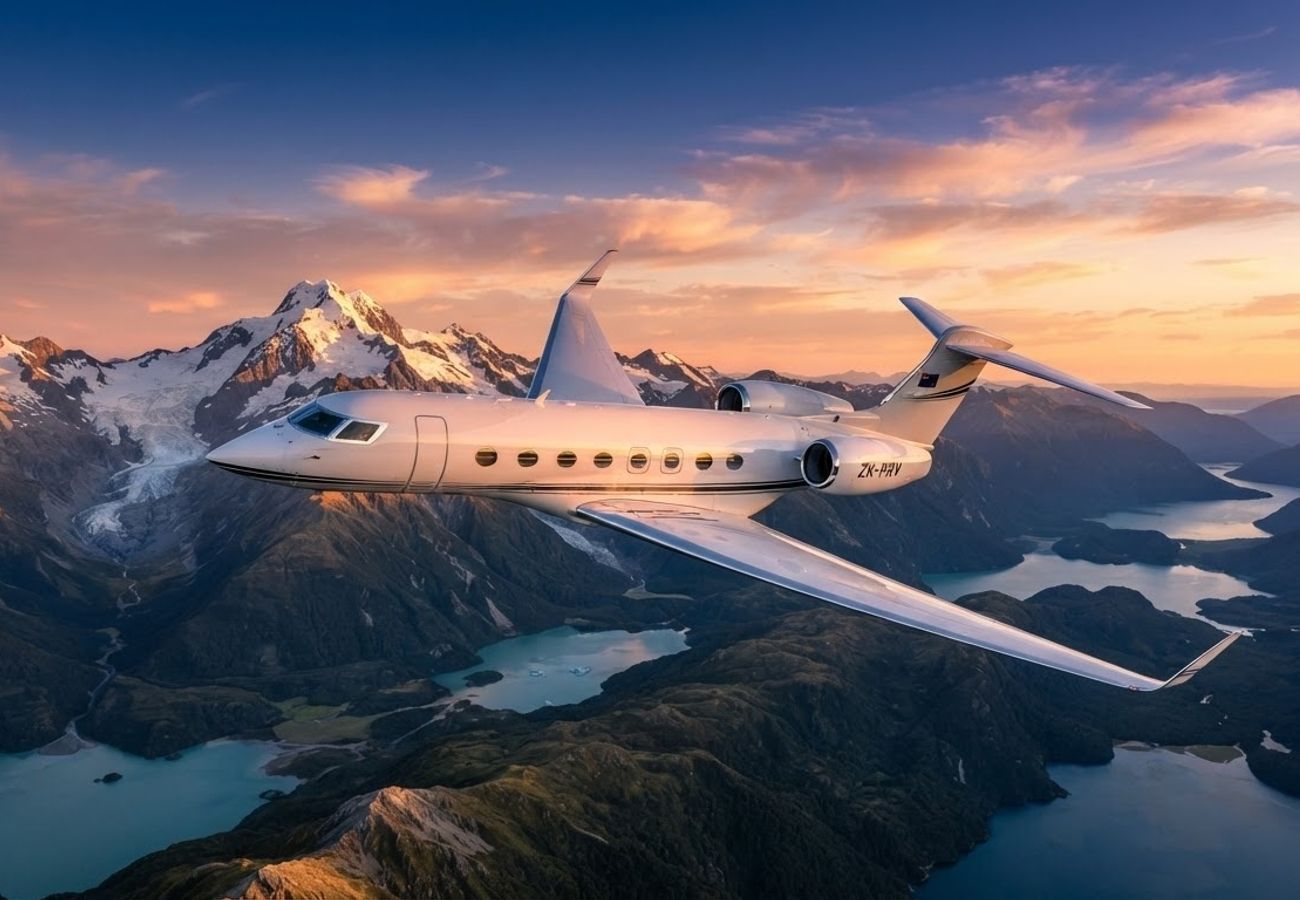Private jet on a New Zealand tarmac representing luxury charter aviation
