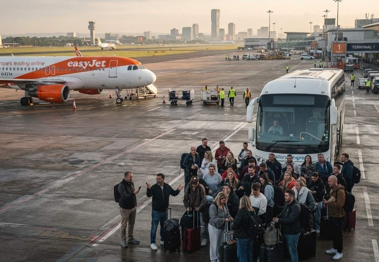 easyJet aircraft on the tarmac at Manchester Airport