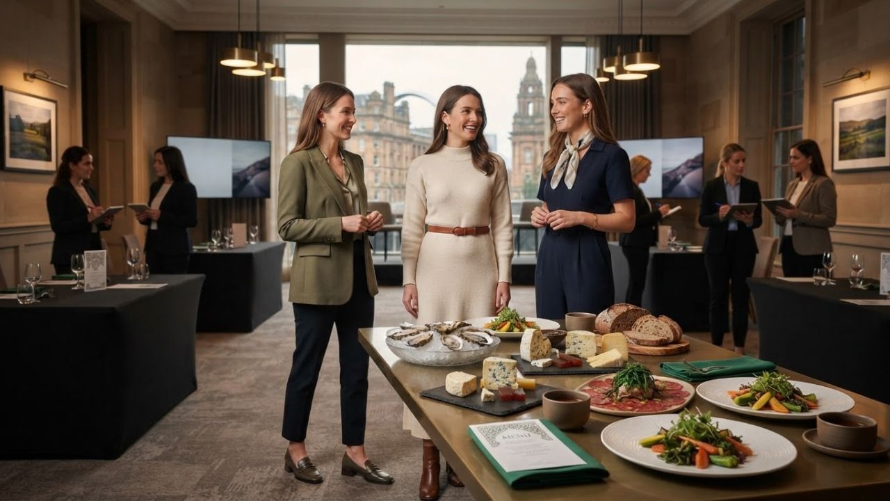 A gourmet tasting spread of modern Irish cuisine served during a trade showcase.