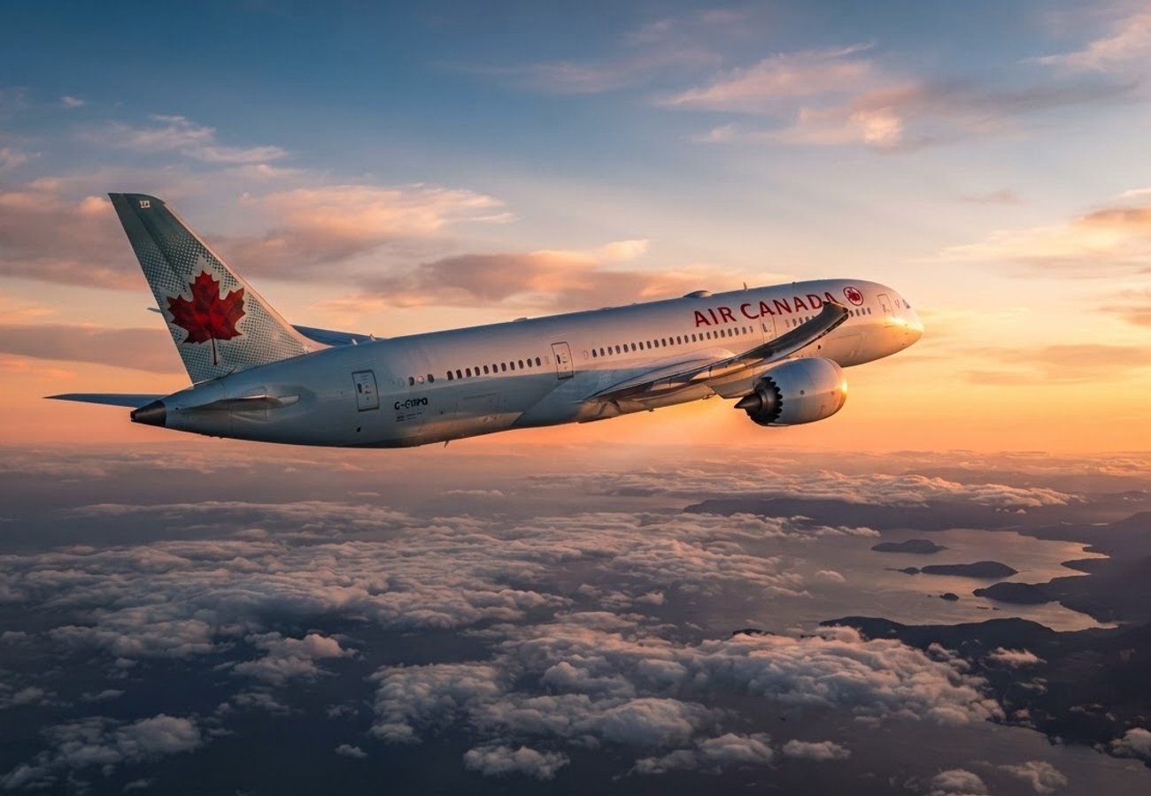 Air Canada widebody aircraft preparing for long-haul international departure