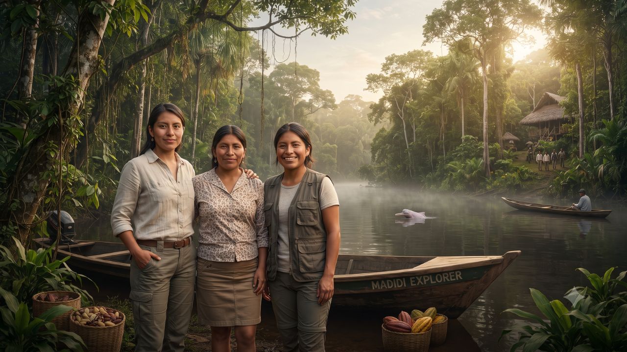 Amazon river winding through dense primary rainforest in northern Bolivia