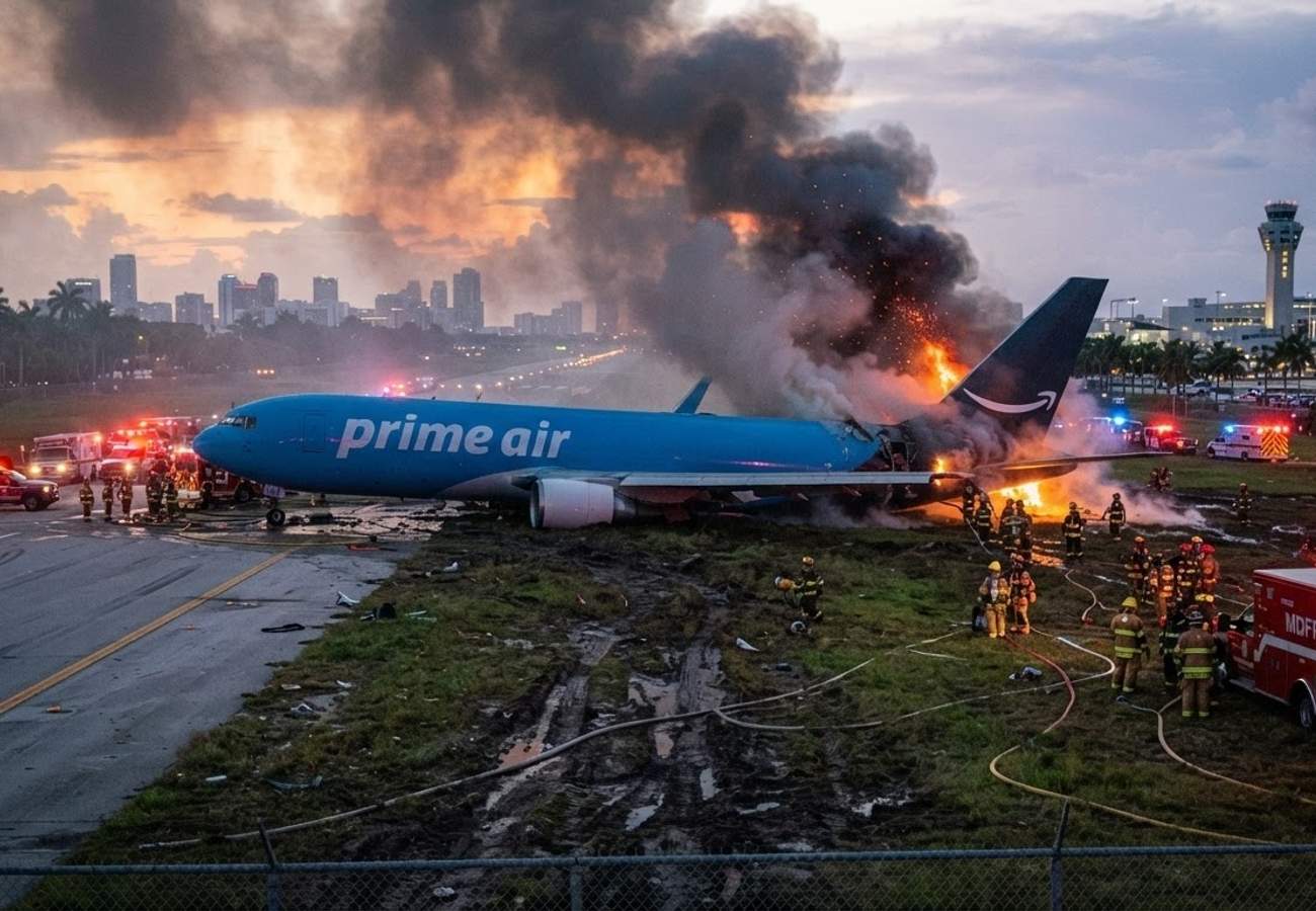 Amazon Prime Air Boeing 767 Crash at Miami International Airport Triggers Mass Flight Cancellations 2026