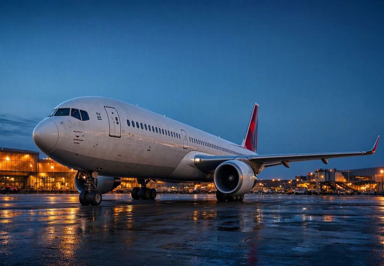 Boeing 767-300ER wide-body jet on a runway