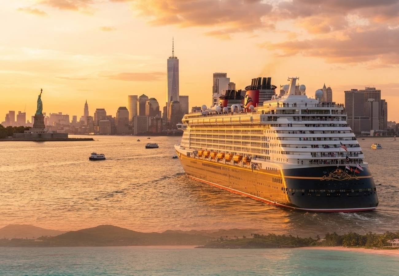 Disney Cruise Line ship docked at Manhattan Cruise Terminal