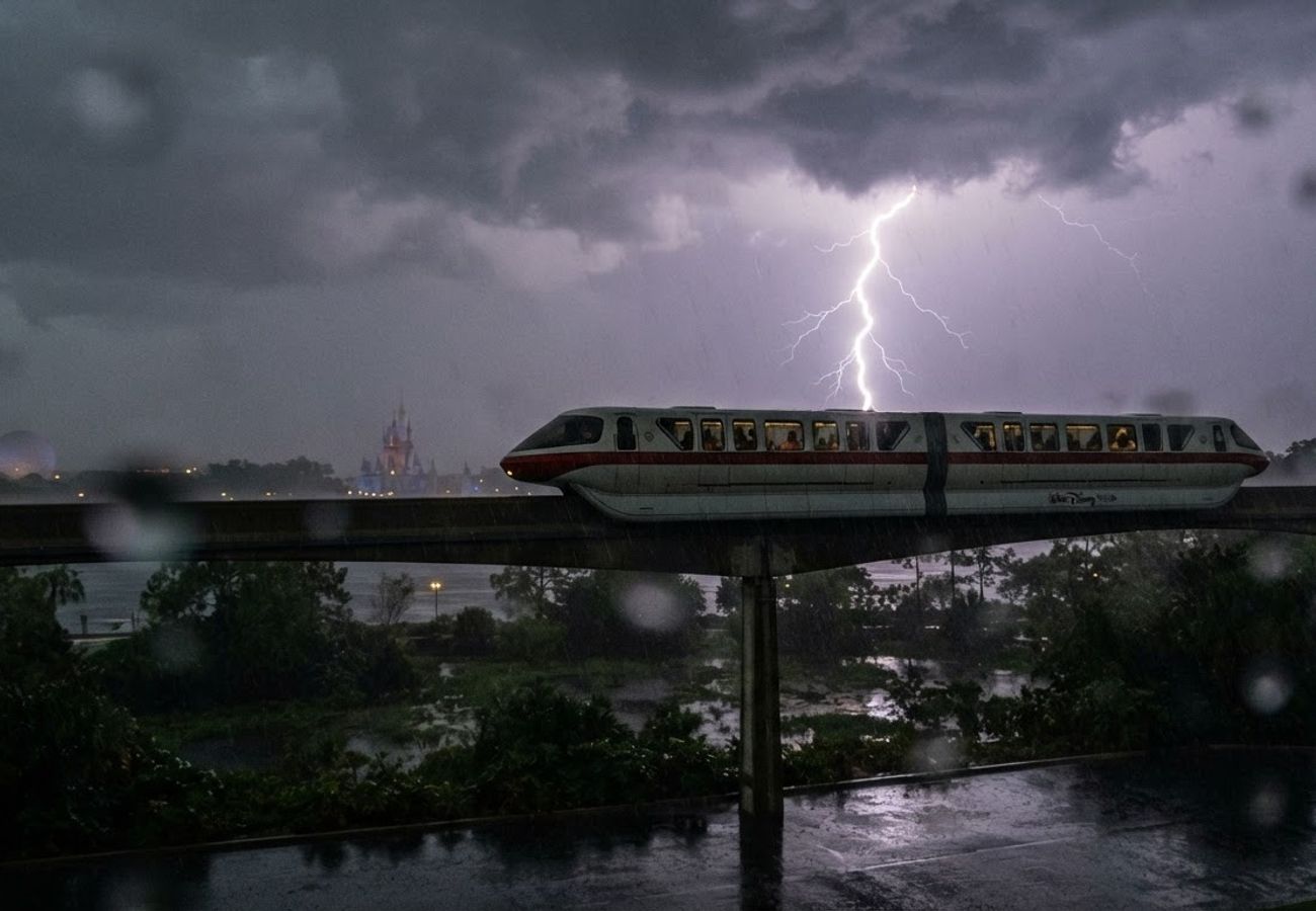 Walt Disney World Monorail traveling between resorts and theme parks