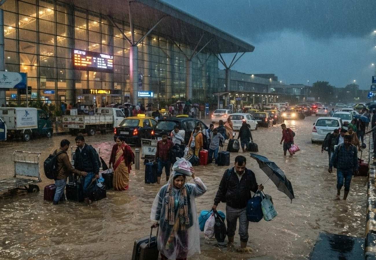 IndiGo Issues Delay Advisory as Heavy Rain Floods Delhi Indira Gandhi International Airport in 2026