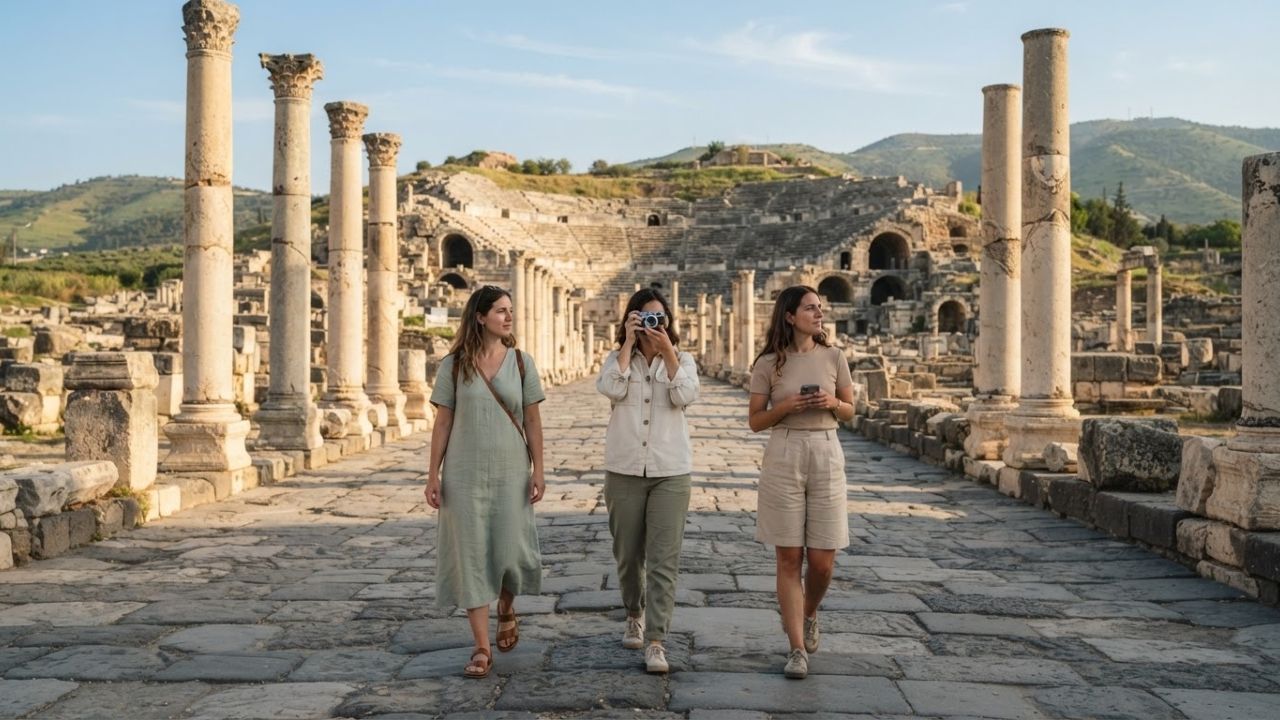Ancient Roman theatre and colonnaded streets of Scythopolis at Beit Shean National Park in Israel