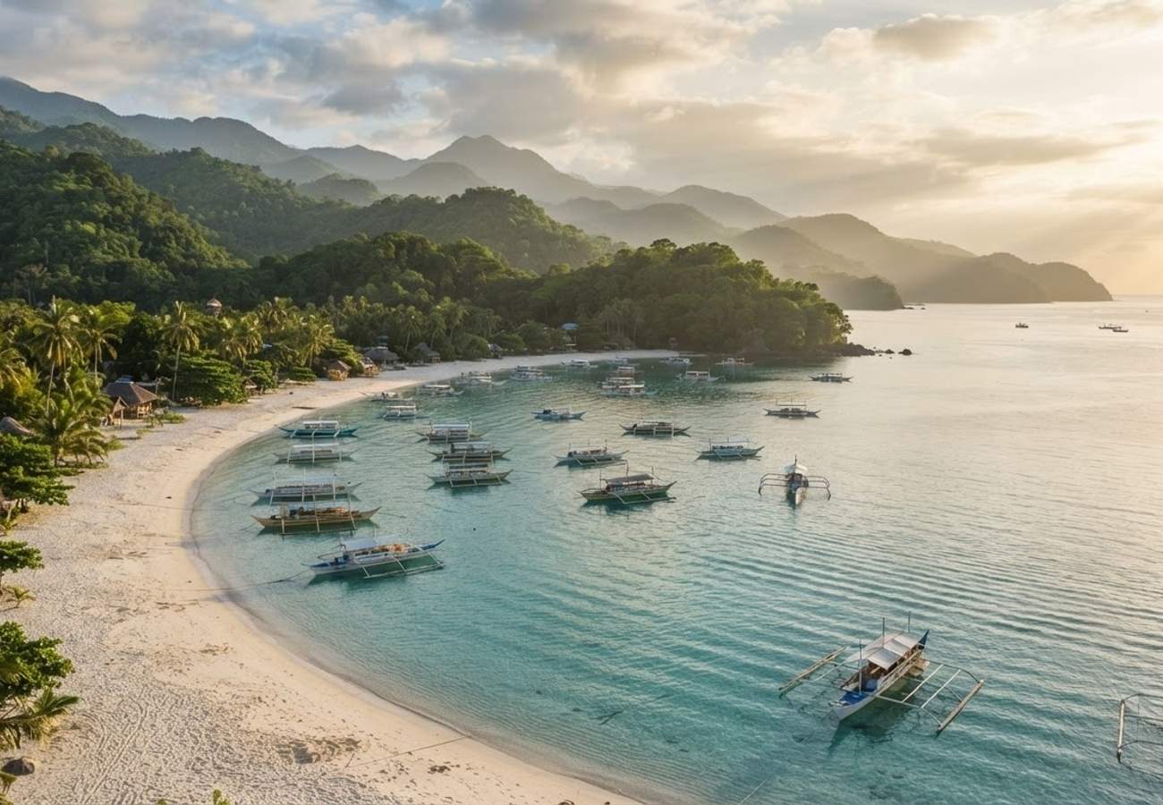 Aerial view of Oriental Mindoro landscapes and coastal areas in the Philippines