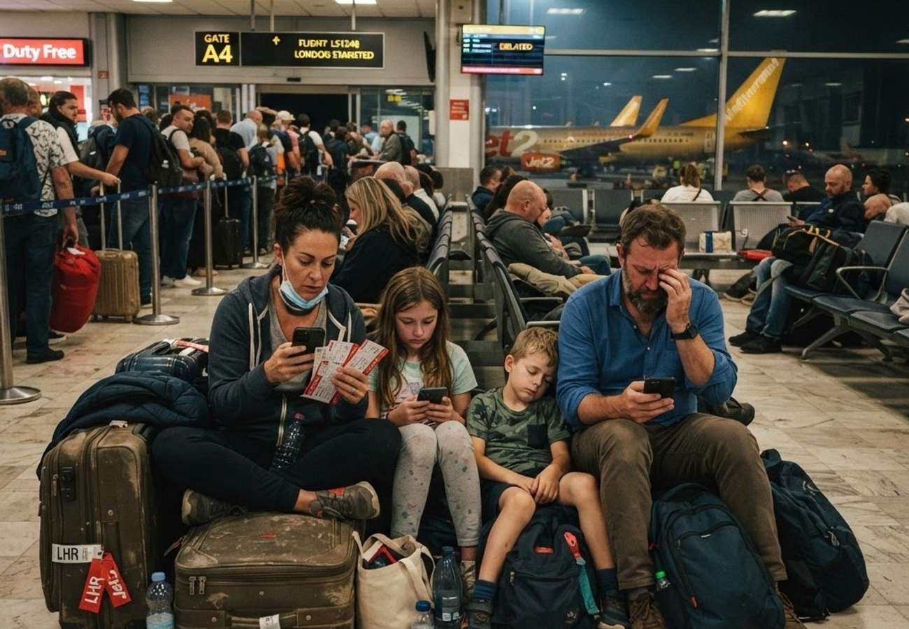 Rhodes Diagoras Airport terminal during peak summer travel season