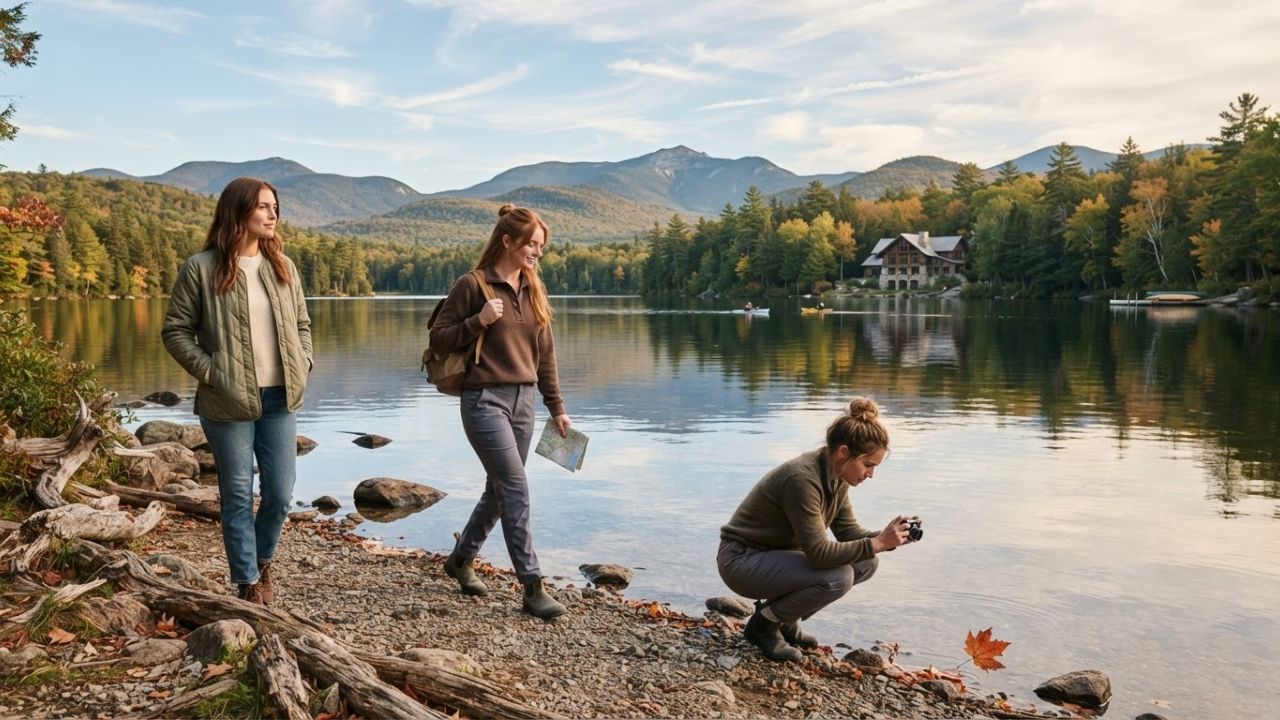 Lake Placid and Adirondack mountain landscape in upstate New York