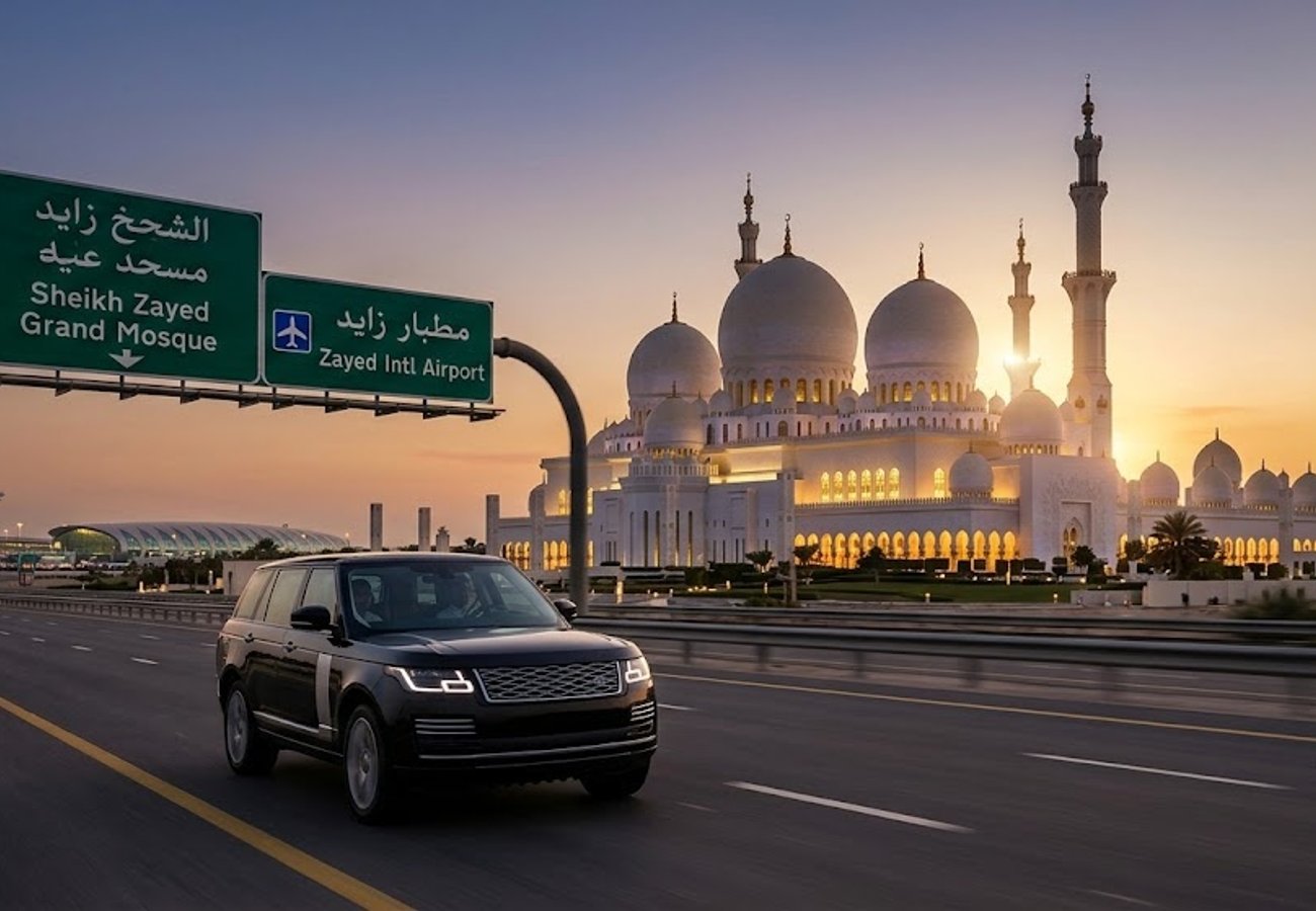 Aerial view of Sheikh Zayed Grand Mosque Abu Dhabi