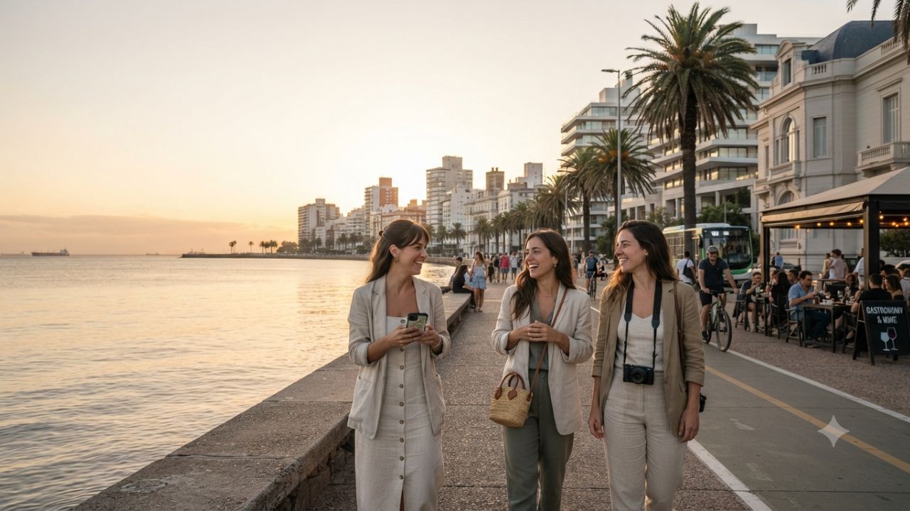 Architectural coastal view of Montevideo along the rambla representing urban development and tourism growth in Uruguay