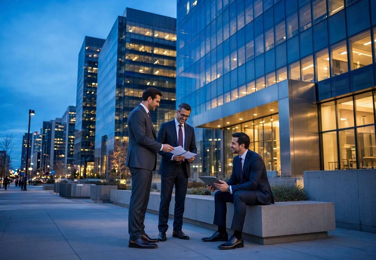 Visit Denver executive leadership and city skyline