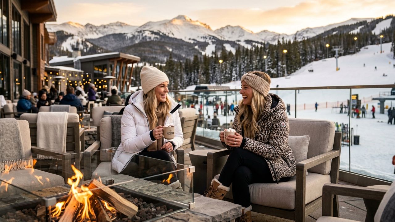 Luxury ski-in ski-out resort at the base of Keystone Mountain Colorado with snow-covered Rocky Mountain peaks at Kindred Resort 2026