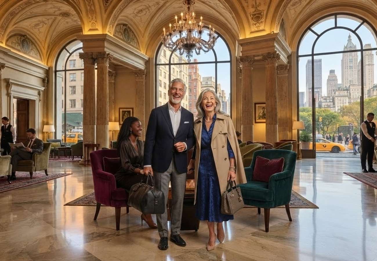 Luxury hotel architecture in Midtown Manhattan New York City