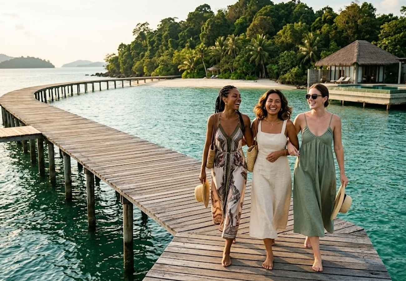 Luxury urban hotel and private island resort landscape